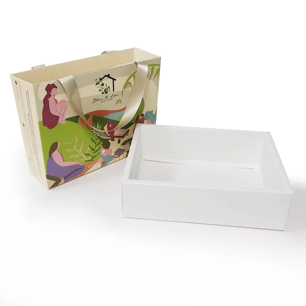 Ручная сумка бумажный пакет Подарочный с ящиком стильная ленточная ручка оптовая цена