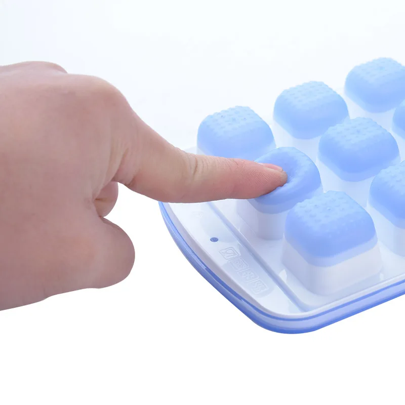 4/10/21/36 Grids Round Square Silicone Customized Ice Cube Mold Home Frozen Ice Cube Refrigerator Plastic Ice with Lid
