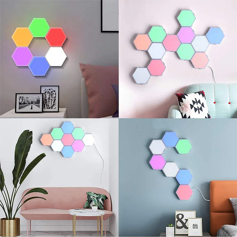  Сенсорный ночник RGB 6 шт. магнитный квантовый настенный светильник в виде сот шестигранный светодиодный сенсорный домашнее настенное