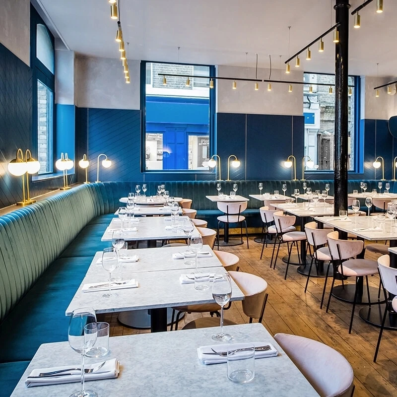 UPTOP Customized Size Sofa Set Tufted Blue Velvet U Shape Booth Seating VIP KTV Night Club Sofa Booth