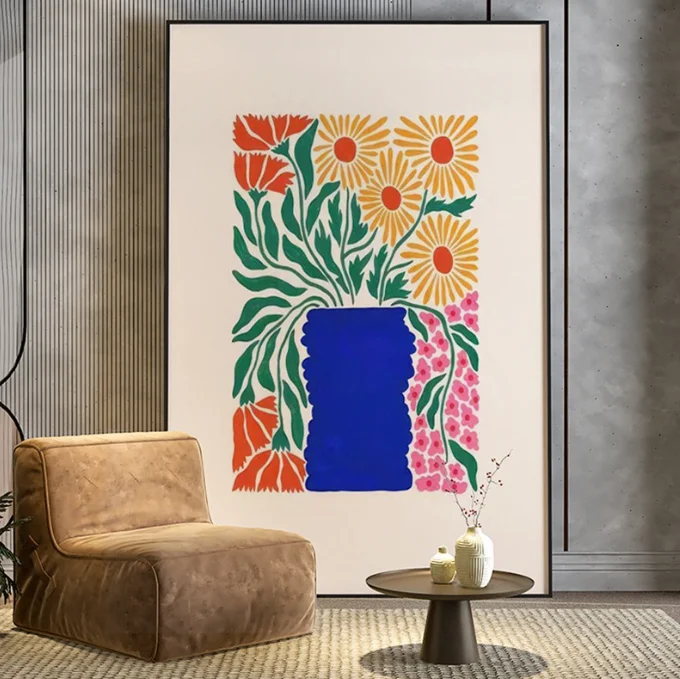 BIGIMAGE Custom OEM Canvas Paintings Green Plants Leaf Floral Prints Nordic Style Metal Wall Hanging Ornaments Home Decoration