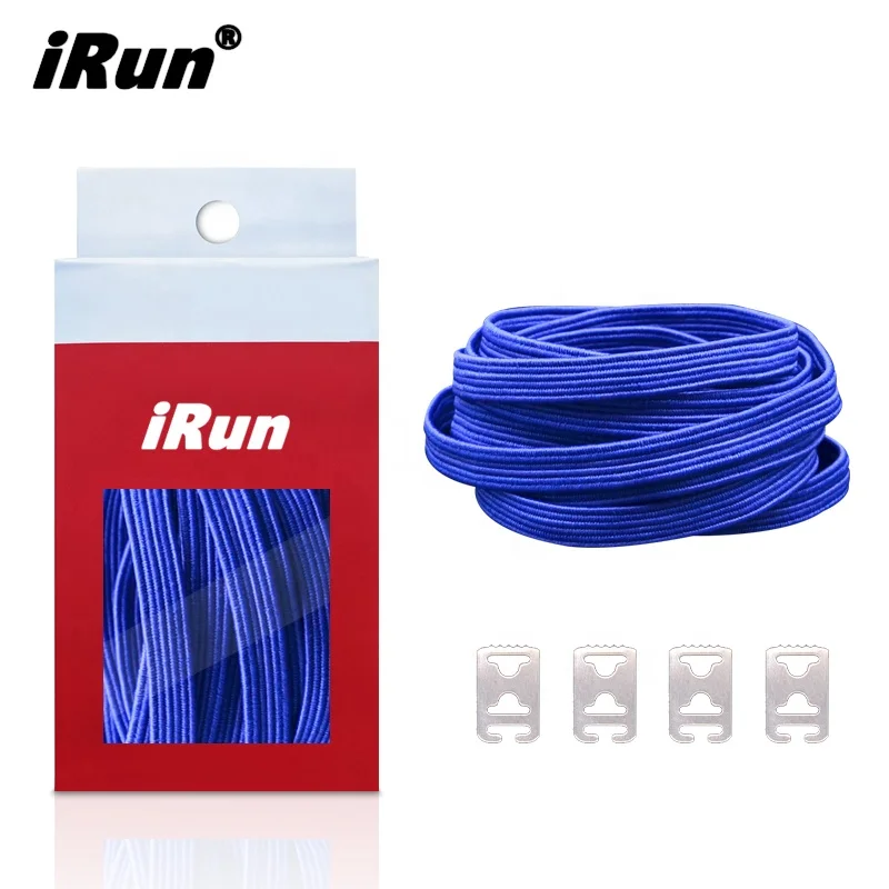 iRun No-Slip No Need Tie Runners Work Shoes Blue Flat Elastic Shoelaces - Lazy Untied Elastic Anchor Shoelaces - Accept Custom