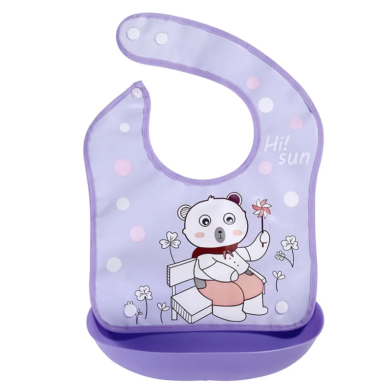 Silicone Fit Neck Perfect Comfortable Waterproof Customize Wearing bowl baby silicone bib