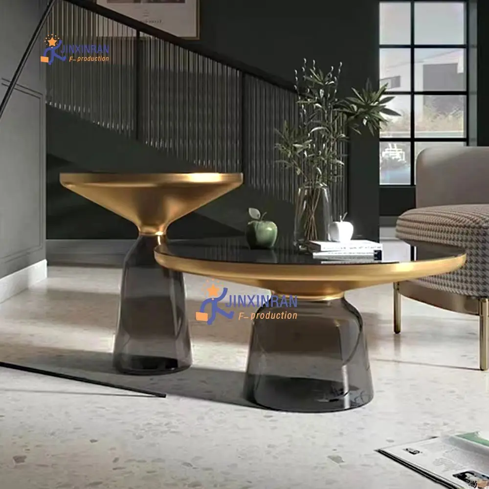 Professional Acrylic Round Coffee Table in Living Room Simple Glass Coffee Table