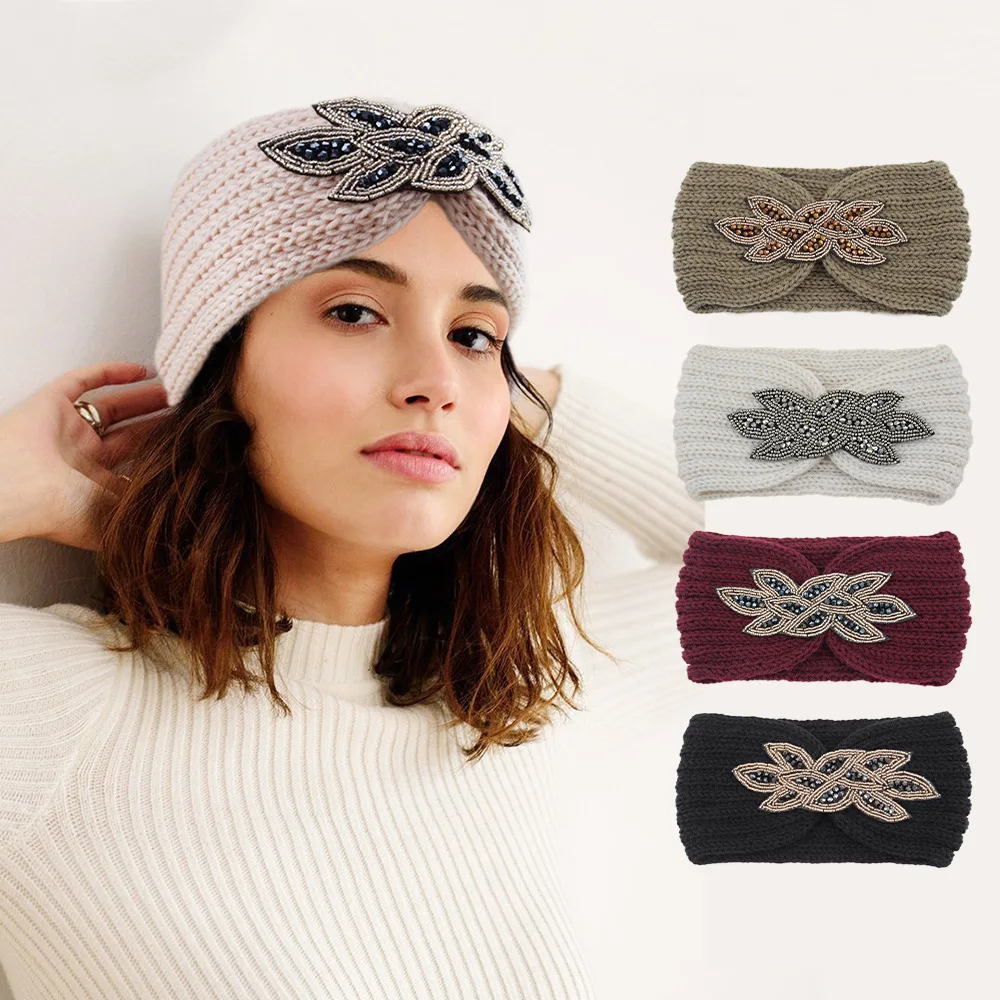 Зимняя Толстая трикотажная повязка на голову в стиле бохо