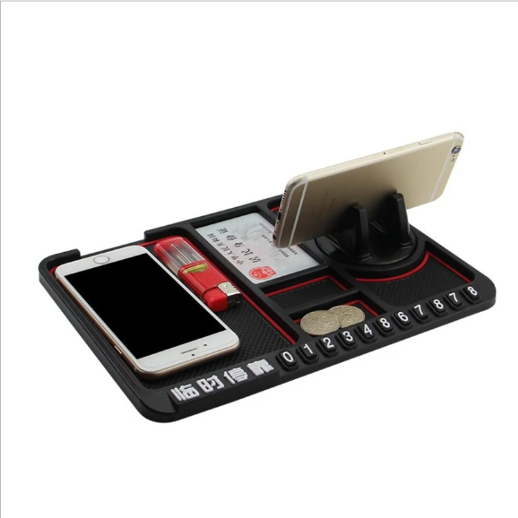 Multi-function car mobile phone bracket car non-slip pad bracket storage pad temporary parking number plate bracket