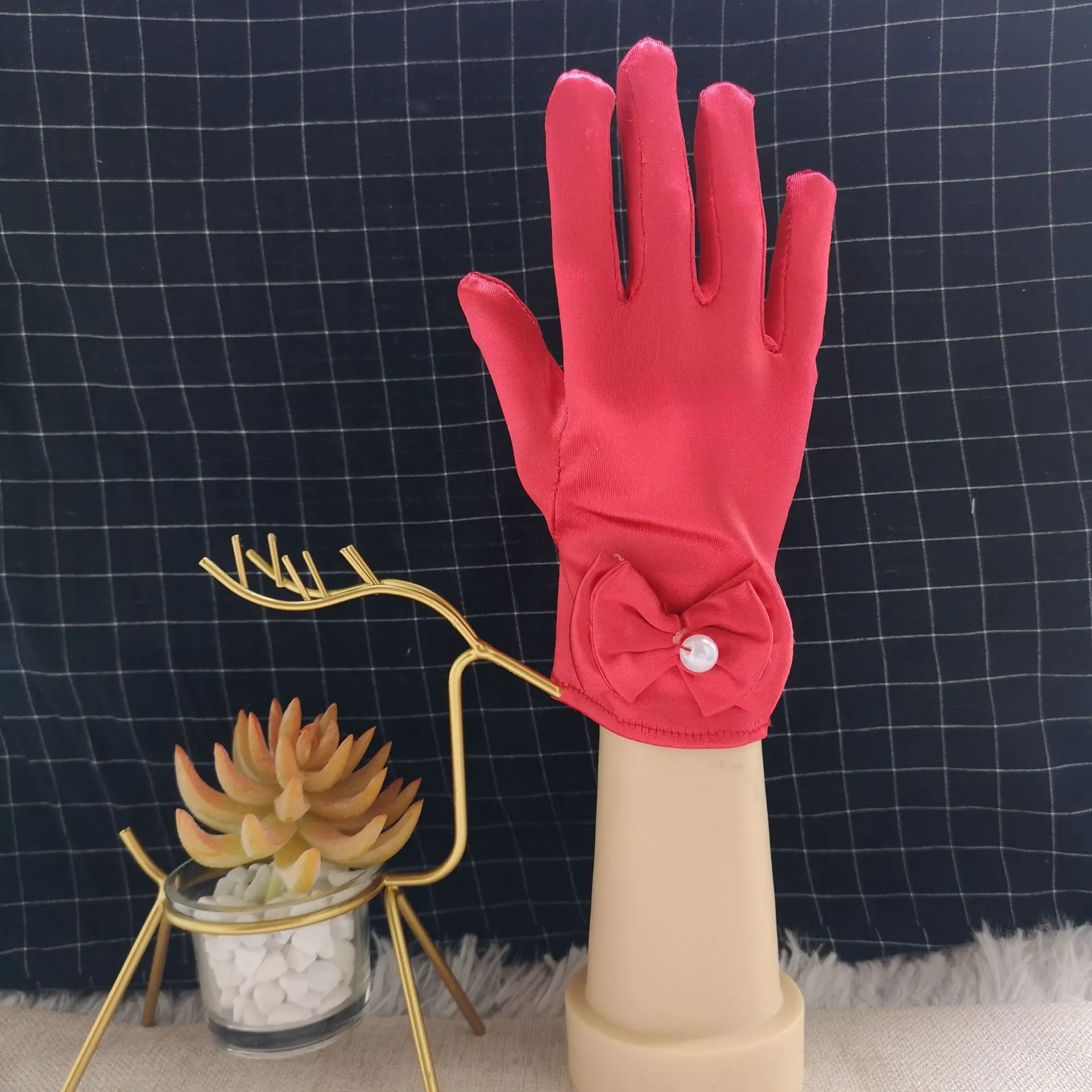 Elbow Princess Gloves Wedding Princess Dress Up Bows Gloves Long Formal Girls Bowknot Satin Short Gloves For Kids Party