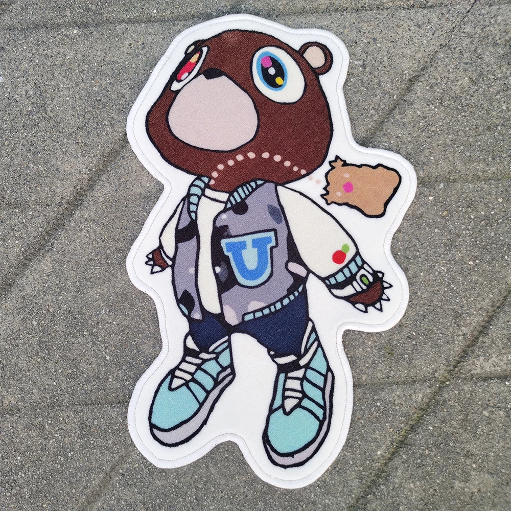 Graduation Dropout Bear Rug Hypebeast Hip Hop Music Carpet for Living Room Bedroom Album Cover Nonslip Decor Die Cut Acrylic Rug