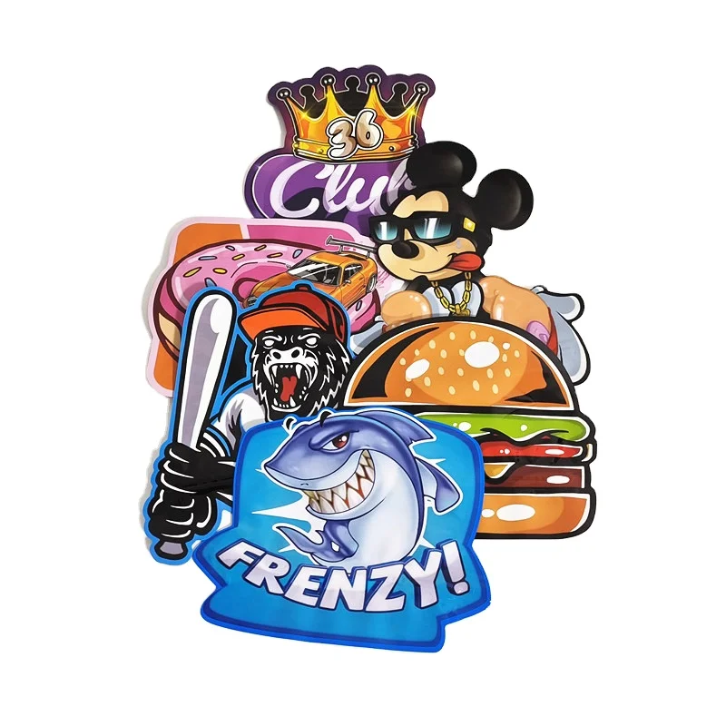 Special Bags Shaped 3.5 7 G Round Circle Irregular Resealable Die Cut Red Corners Custom Shape Mylar Bag