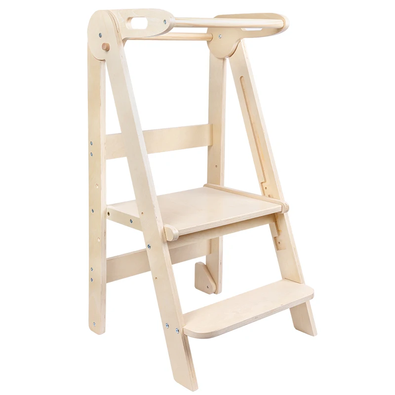 Wooden Early Educational Kitchen Helper Step Stool Hands-on Ability Kids Learning Tower Kids Foldable Standing Chair For Kids