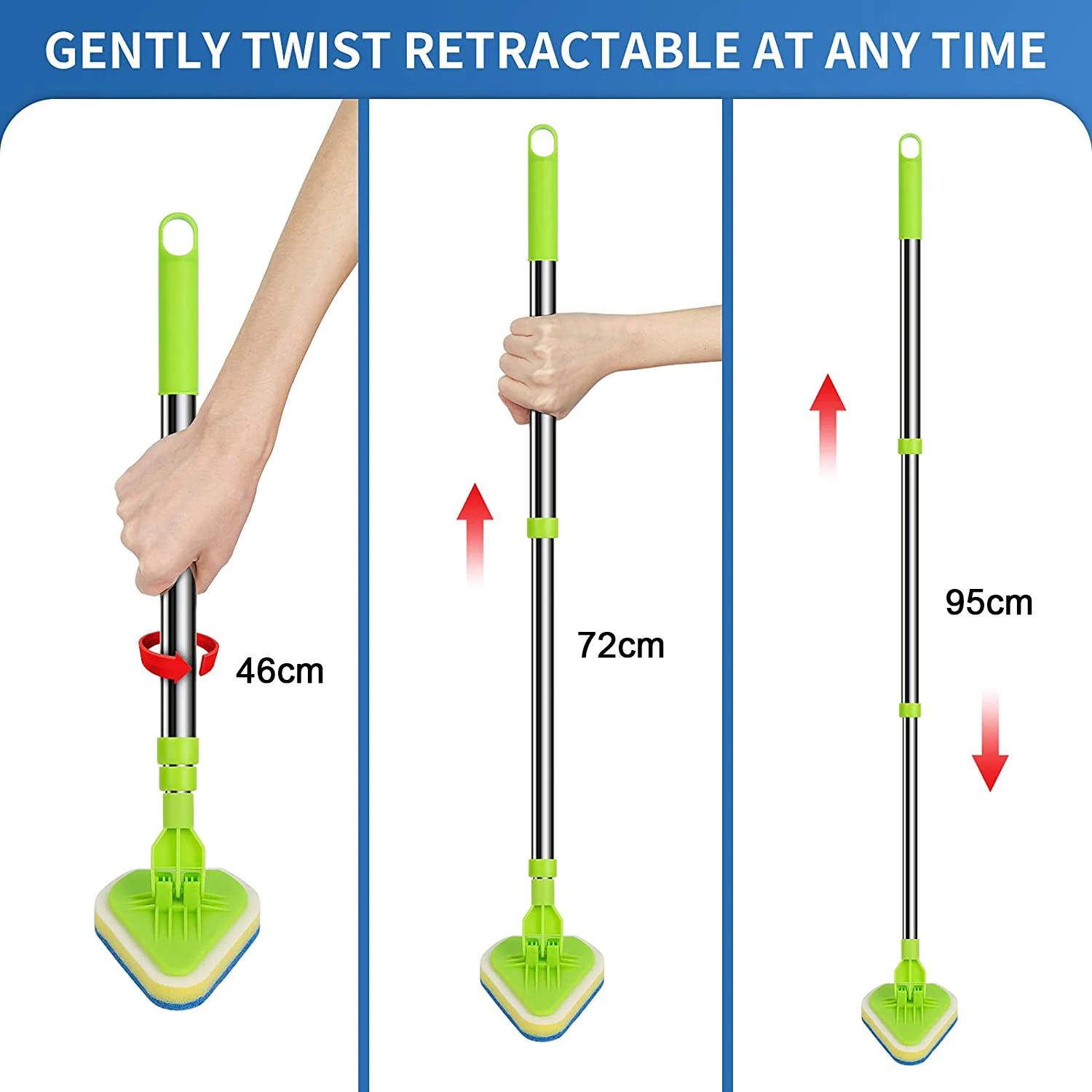 Telescopic Bath Brushes, Sponges Floor Cleaning Brush Adjustable Long Handle Bathroom Tile Brush, Tub and Tile Scrubber Brush