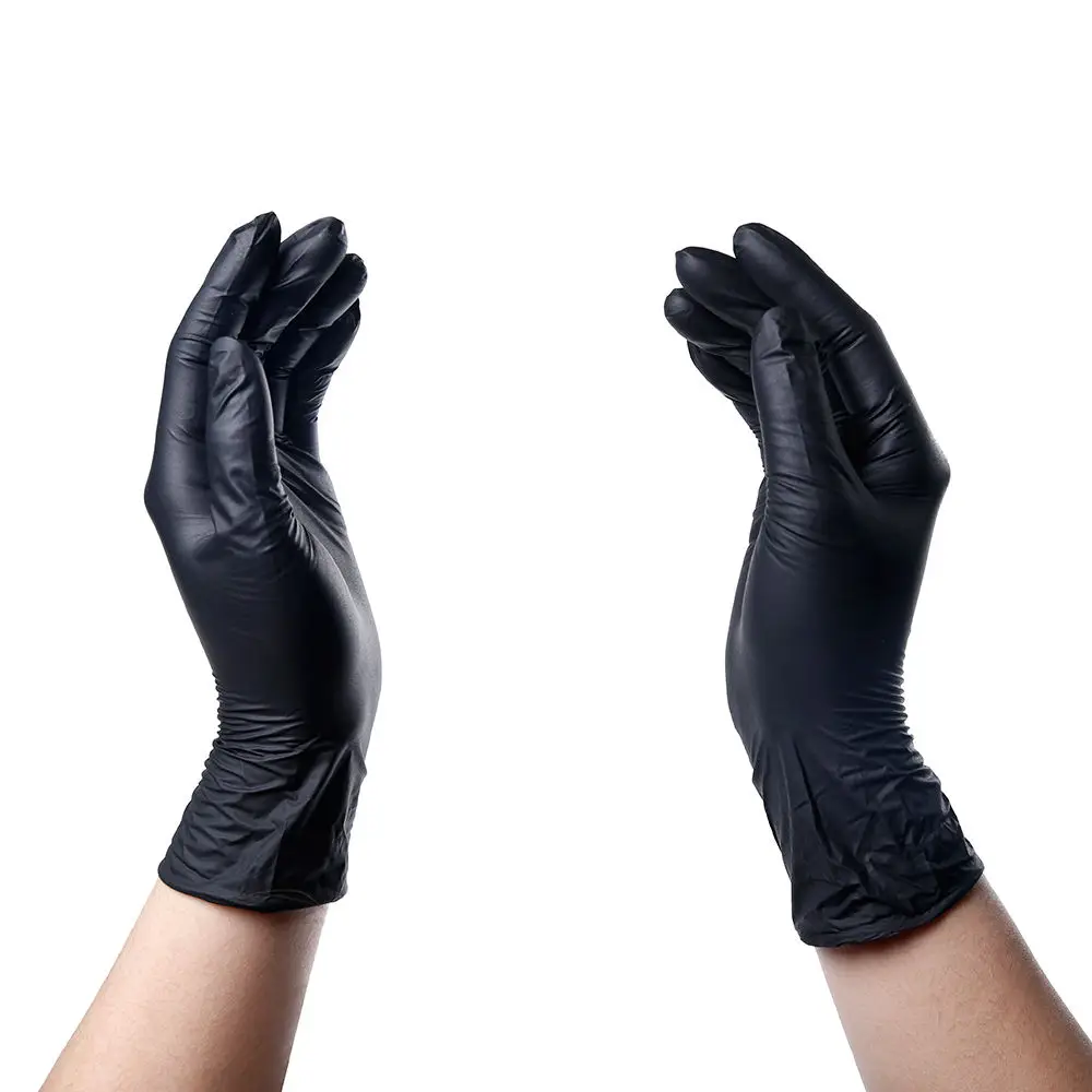 China wholesale 100pcs box 9 inch black nitrile hand gloves manufacturers