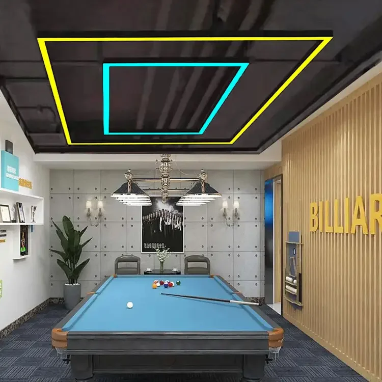 Custom Pool Table Light Rectangle Square Shape Aluminium Linear Pendant Led Billiard Lights For Snooker Billiard Room Lighting