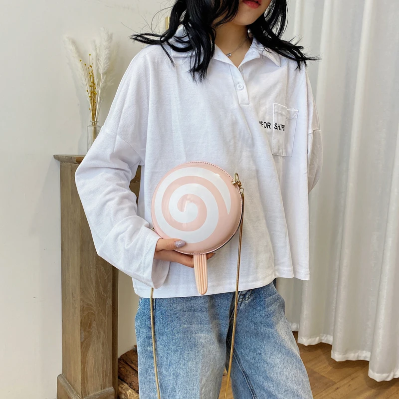 
Dropshipping 2020 New Fashion PU Leather LollipopShape Handbags and Purses for Women Chain Shoulder Crossbody Bag 