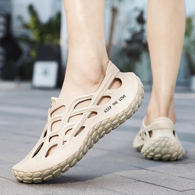 Hellosport Men Hollow Out Vented Clogs,Minimalist Summer Black White Eva Clogs