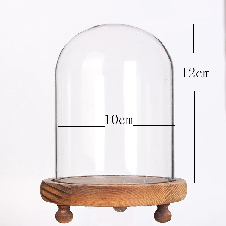 Display Decorative Led Domes Baby Showers Large Globe Bell Jar Clear Glass Dome Wood Base