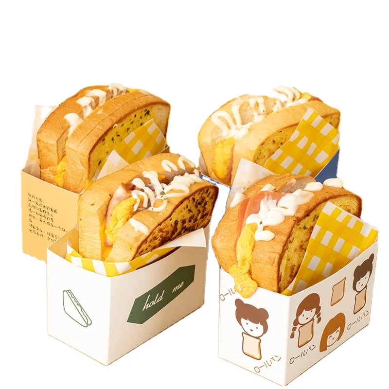 custom printed disposable takeaway donunt packaging sandwich hamburger bread pastry bakery paper box