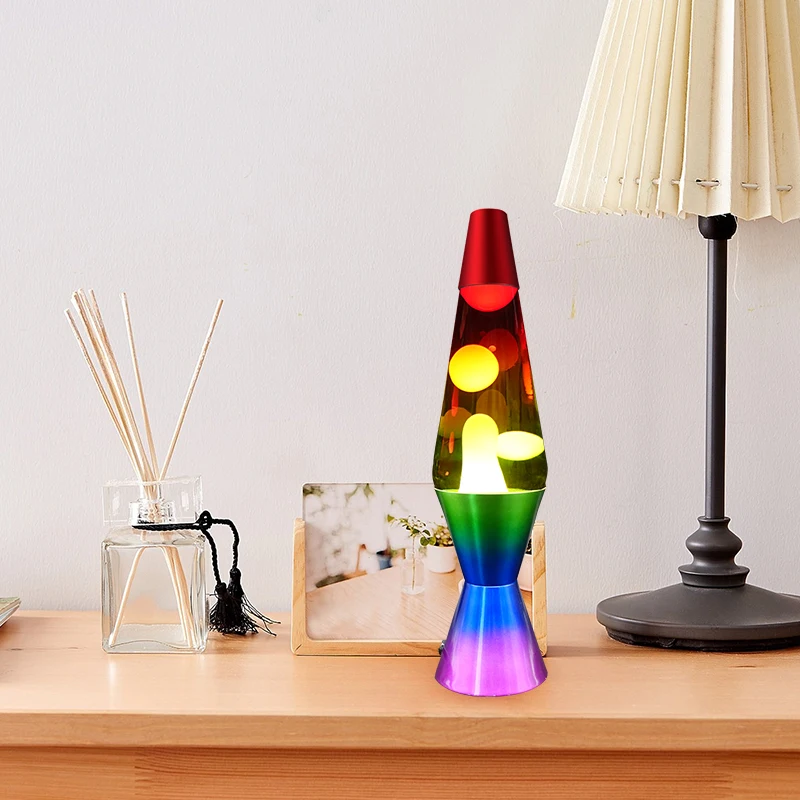 J&R Colorful rocket lamp home decors Lava Night Light Solid Silver Base Lamp Wax Liquid Soft Relax