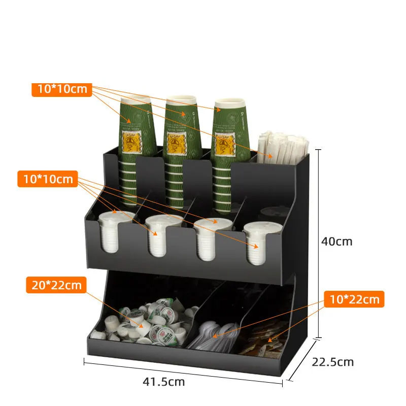 Factory Wholesale Breakroom 11 Compartment Condiment Holder Coffee and Tea Bag Organirzer