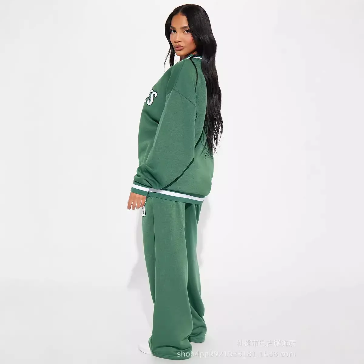 X16061C women New Letter Print Loose Sports Sweater Suit