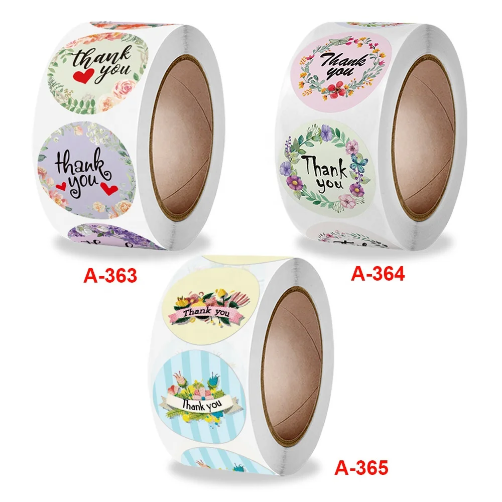 1 Inch Exquisite flower thank you sticker  Adhesive Custom  decorative sticker sticker paper