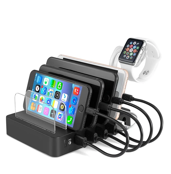 68W USB Charging Station Dock 6 ports QC 3.0 Fast Charge Dock Station for Multi Device Charger