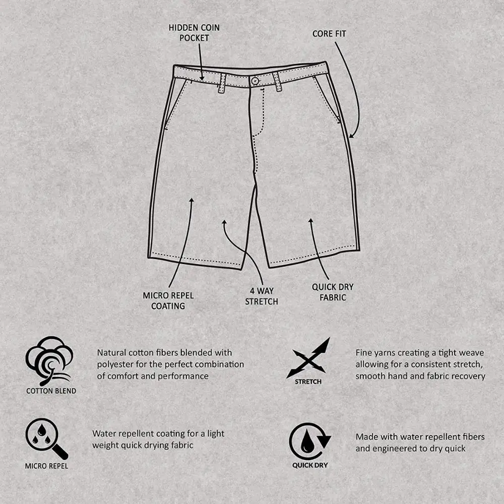 Doger Custom Logo Men Waterproof Shorts Walking Golf Shorts Polyester Waist Waterproof Hybrid Casual Shorts With Pockets