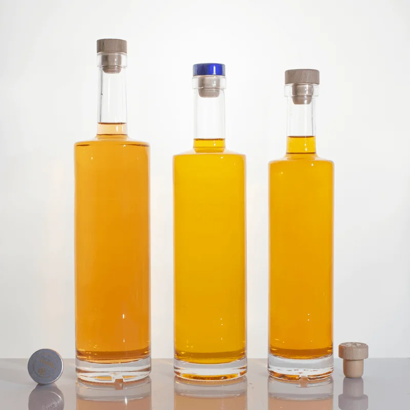 clear and crystal flint 700ml clear long neck vodka glass bottle liquor glass bottle with cork