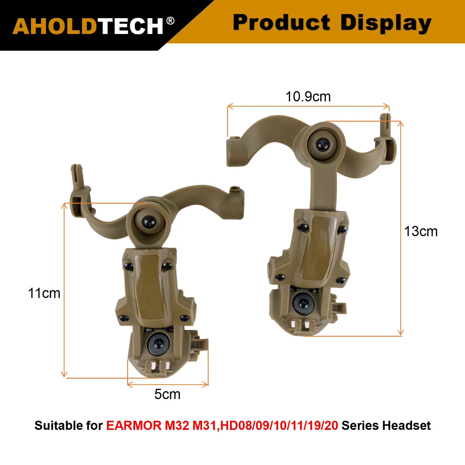 AHOLDTECH Tactical Headset Holder Fast MICH ARC rail Wendy M-LOK Rail Helmet Mount Adapter Headset Bracket for EARMOR Headphone
