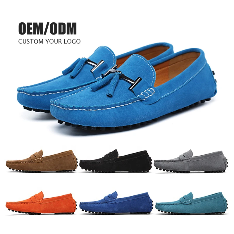 Soft Moccasin Driving Shoes Big Size Suede Dress Shoes Loafers Men Cotton Fabric Faux Suede OEM Male Rubber