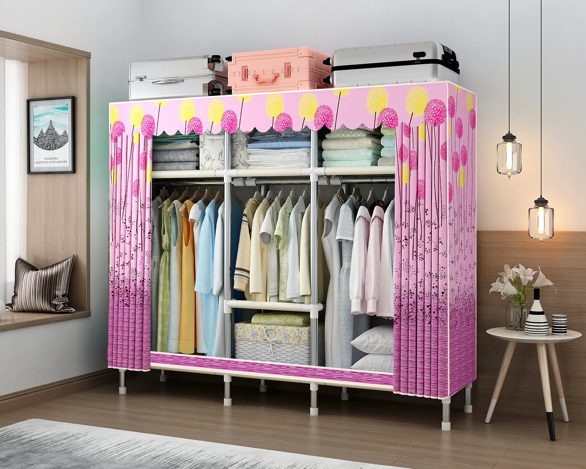 Folding Non-woven Cloth Wardrobe Storage Cabinet Portable Closet Bedroom Furniture Storage Rack Wardrobe