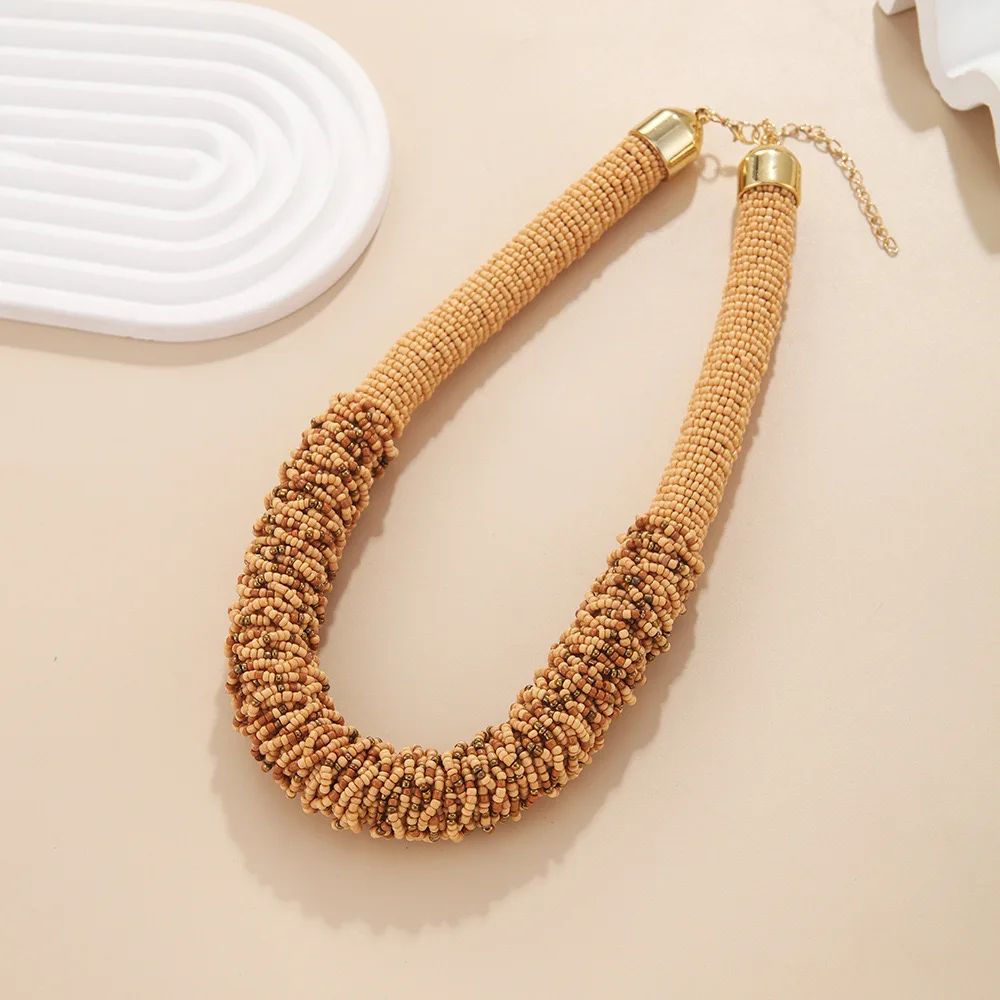 HOT sale  Clavicle chain chunky Bohemian colorful full beaded rope necklace for women