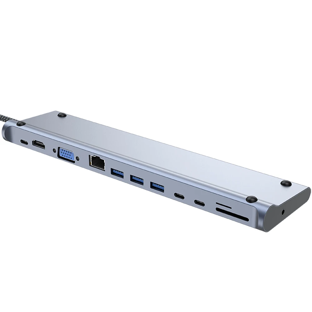 12 In 1 Multi Function Docking Station Type C To HD-MI USB3.0 PD Charging VGA Audio Usb-c Dock Laptop USB Hubs