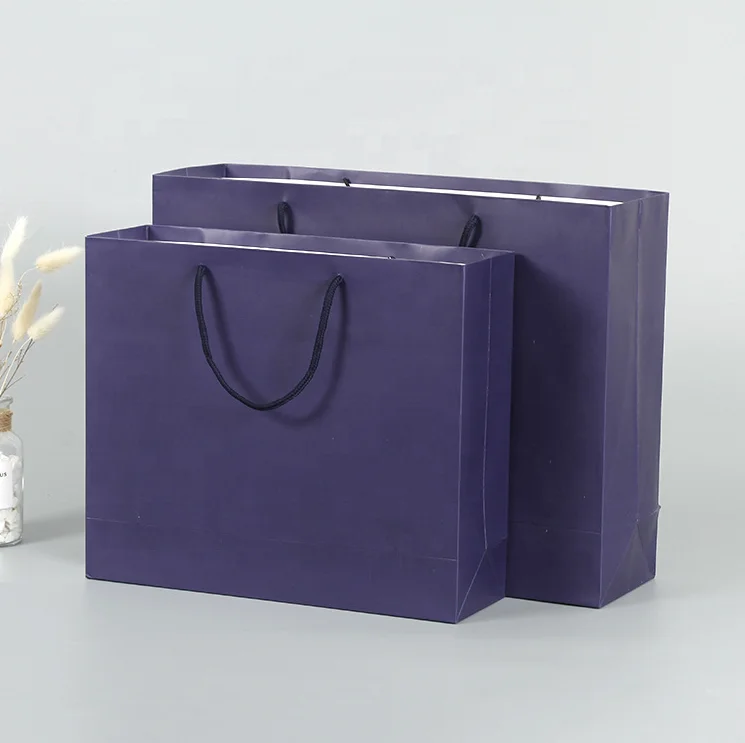 Fashion Small Medium Large pure color paper bag packaging for cosmetics clothing shopping paper bag