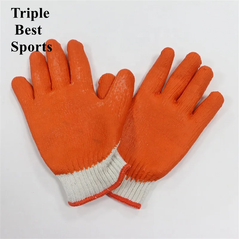 TB6 Orange latex rubber palm Smooth coated Natural white cotton liner work safety gloves