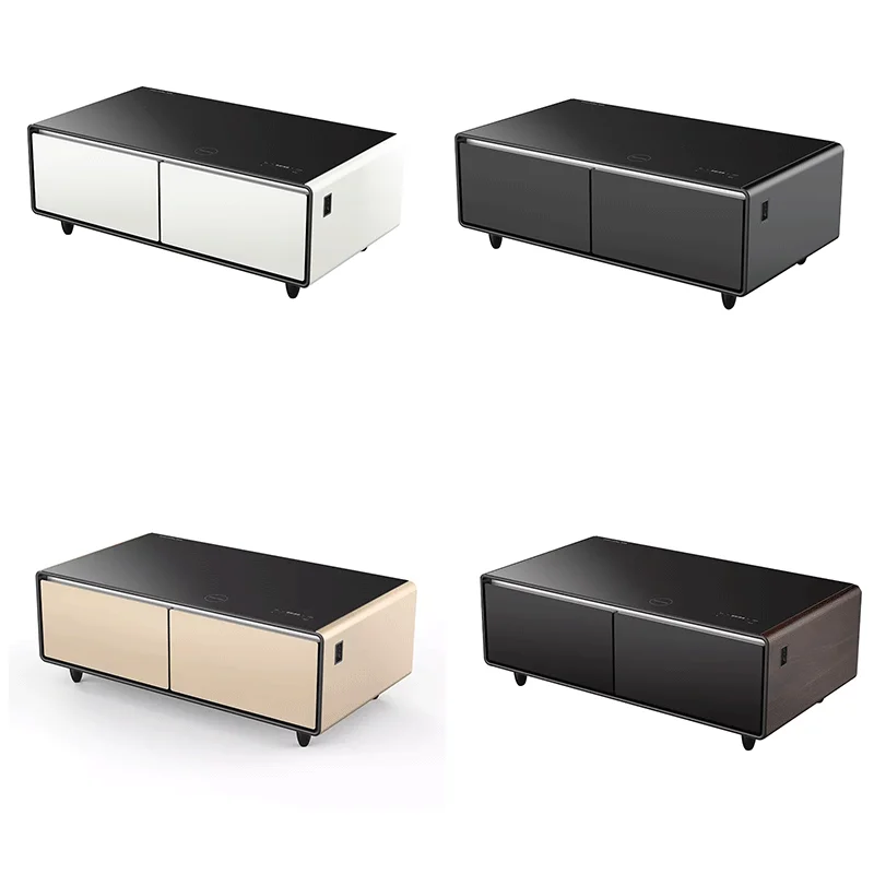 Top New Product 2022 Furniture Refrigerator Cooler and Cold Table Built-in Loudspeaker and Wireless Charging Stations Dual-zone