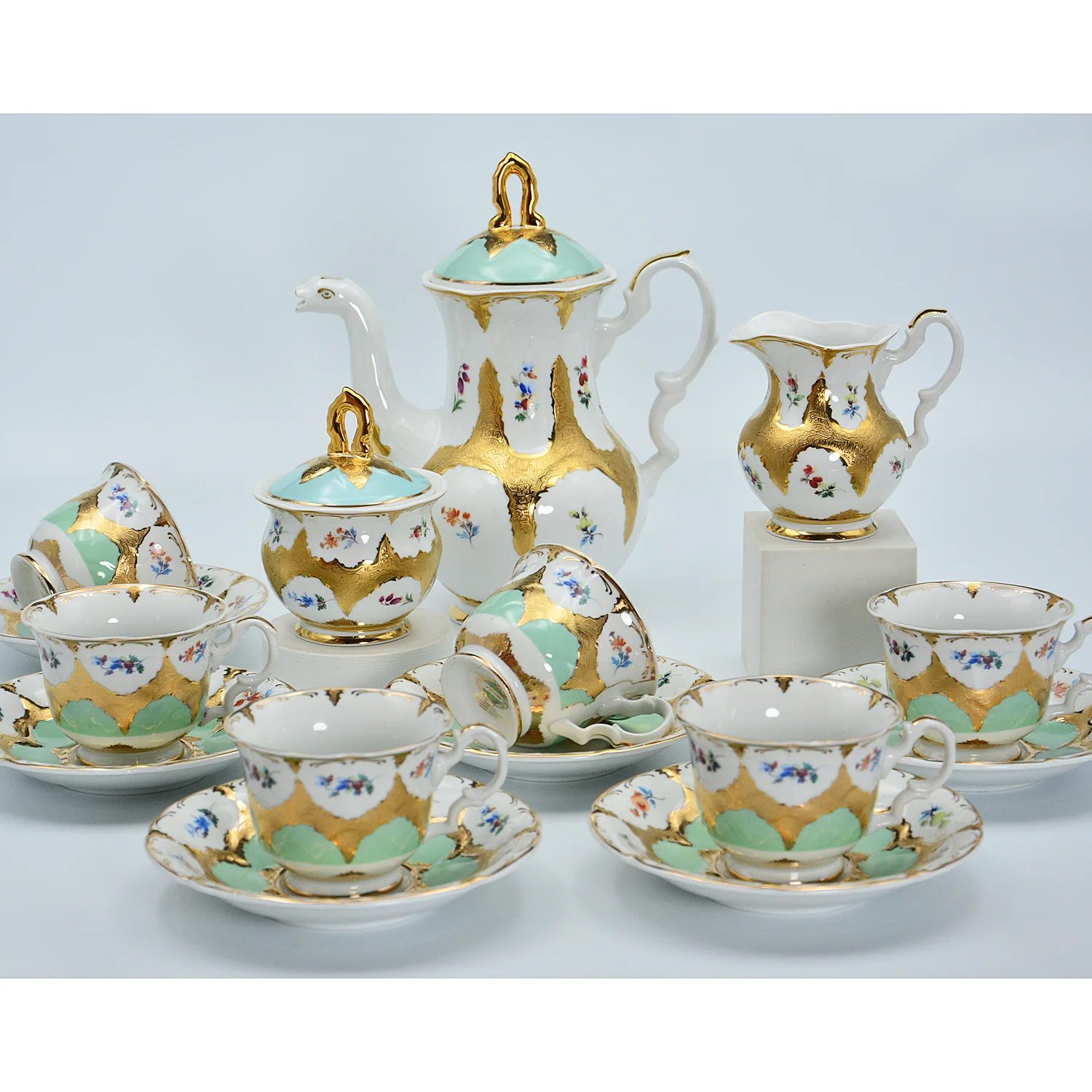24K embossed gold tea set coffee set bone china gold coffee set