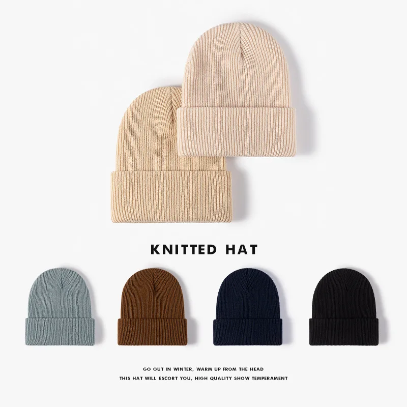 Classic Custom Your Own Embroidery Logo Beanies Jacquard Knitted Hats Wholesale Warm Hat