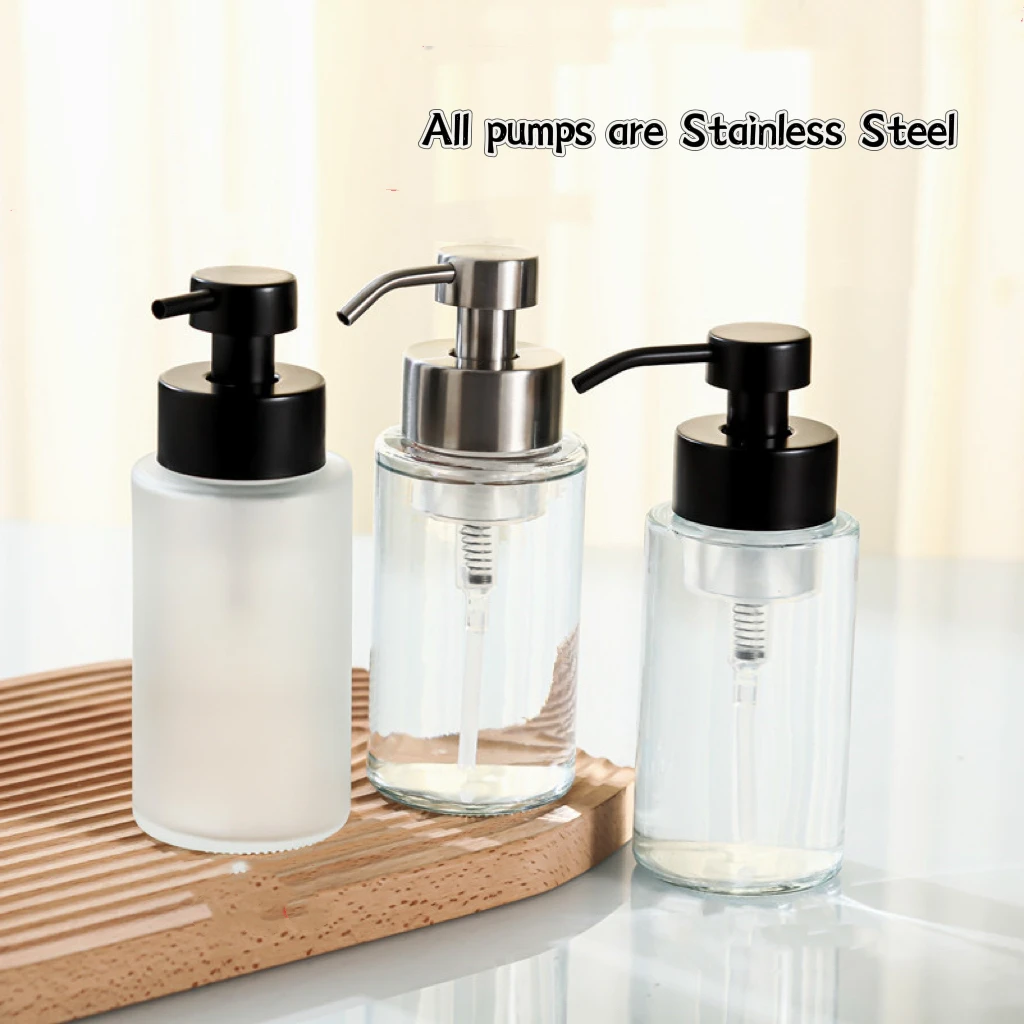 OEM Push Down Foam Pump Bottle 304 Stainless Steel Black Lotion Pump Soap Dispenser Bottle Pump for Bottle Lid for Cleaning