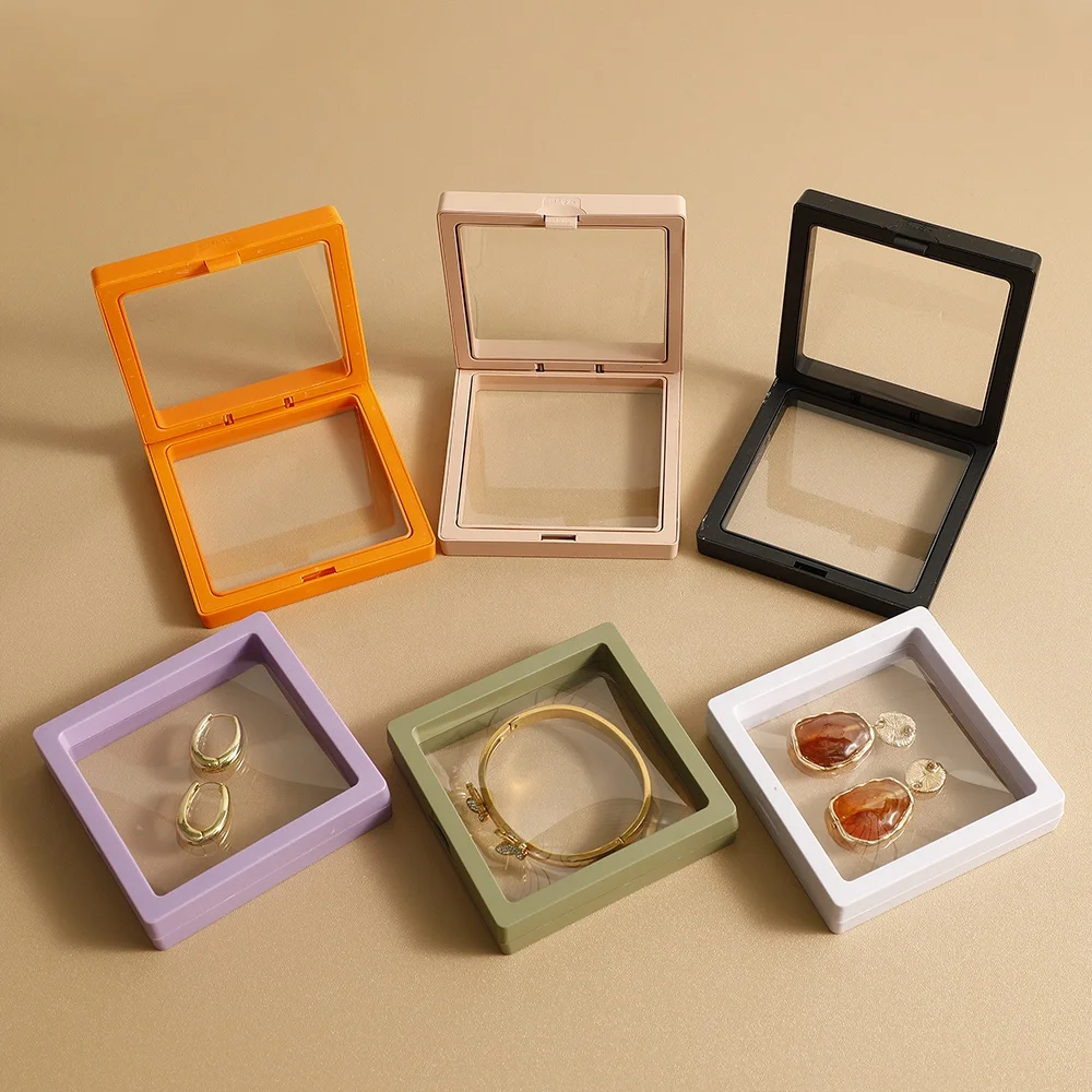 PUPPYSEW 9.5*9.5cm Jewelry  paper box Transparent PE Film Display Box  necklace Bracelet Ring Earring Packing Drawer Box