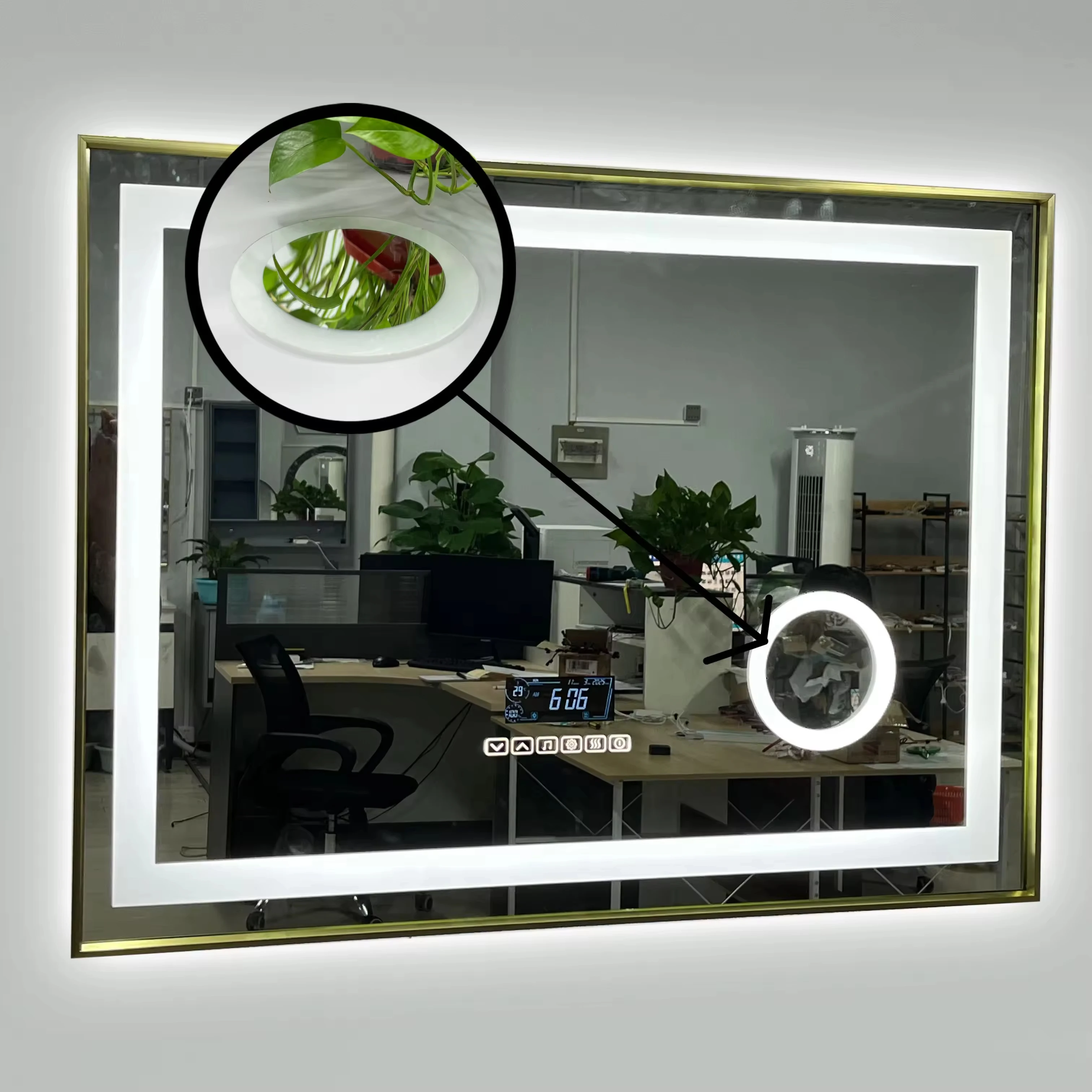 Customizable 3x5x Sandblasting Magnifying Glass For Bathroom LED Mirrors