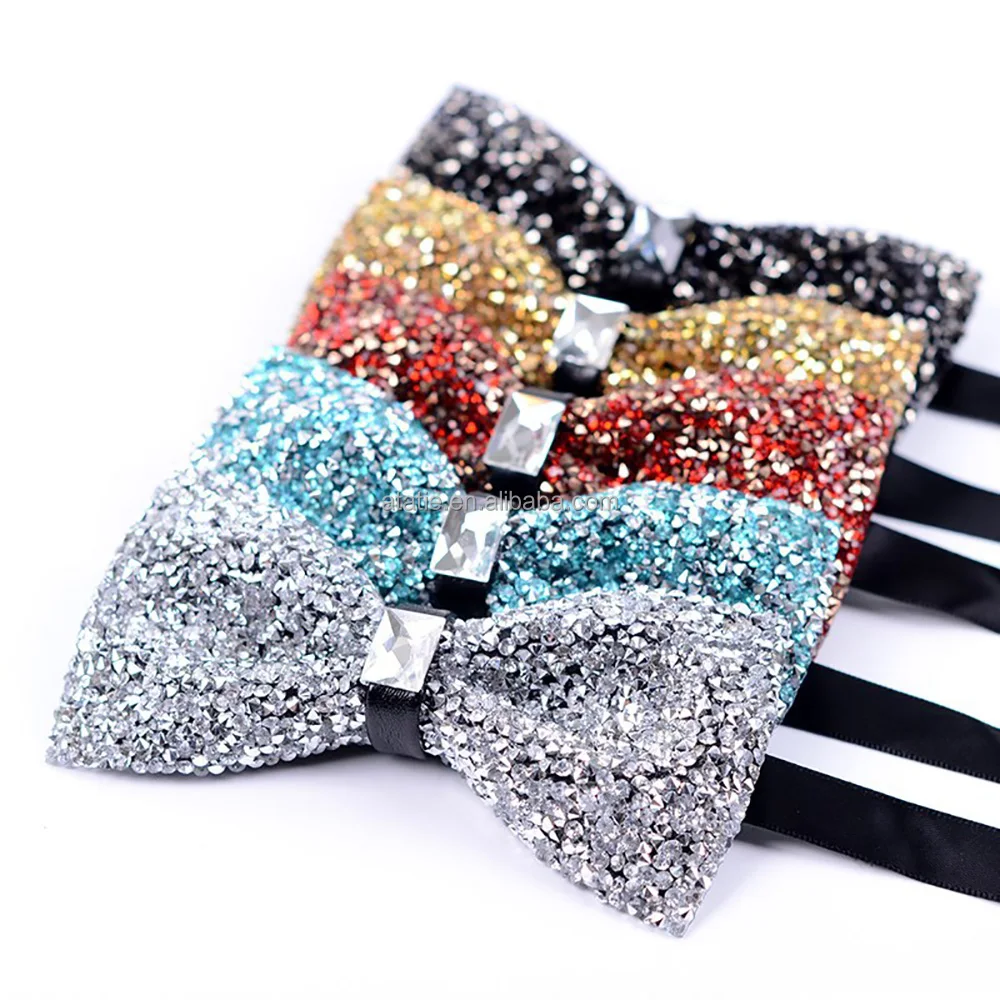 Handmade Diamond Wedding bridegroom Gift Adjustable rhinestone high grade boy bow tie for man