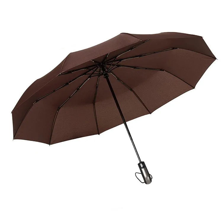 
wholesale windproof umbrella 10ribs Automatic Compact big 3 folding travel umbrella for Men and Women 