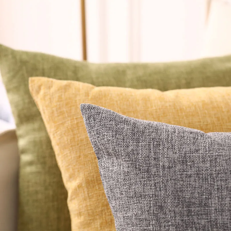 Decorative Throw Pillow Beaded Cover Vintage Farmhouse Plain Linen Gingham Cushion Covers