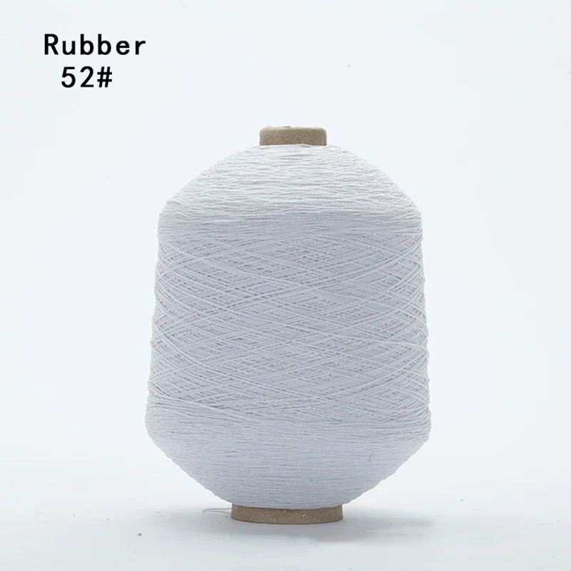 manufactory price latex covered polyester yarn elastic thread use for gloves and belt 52# white rubber yarn