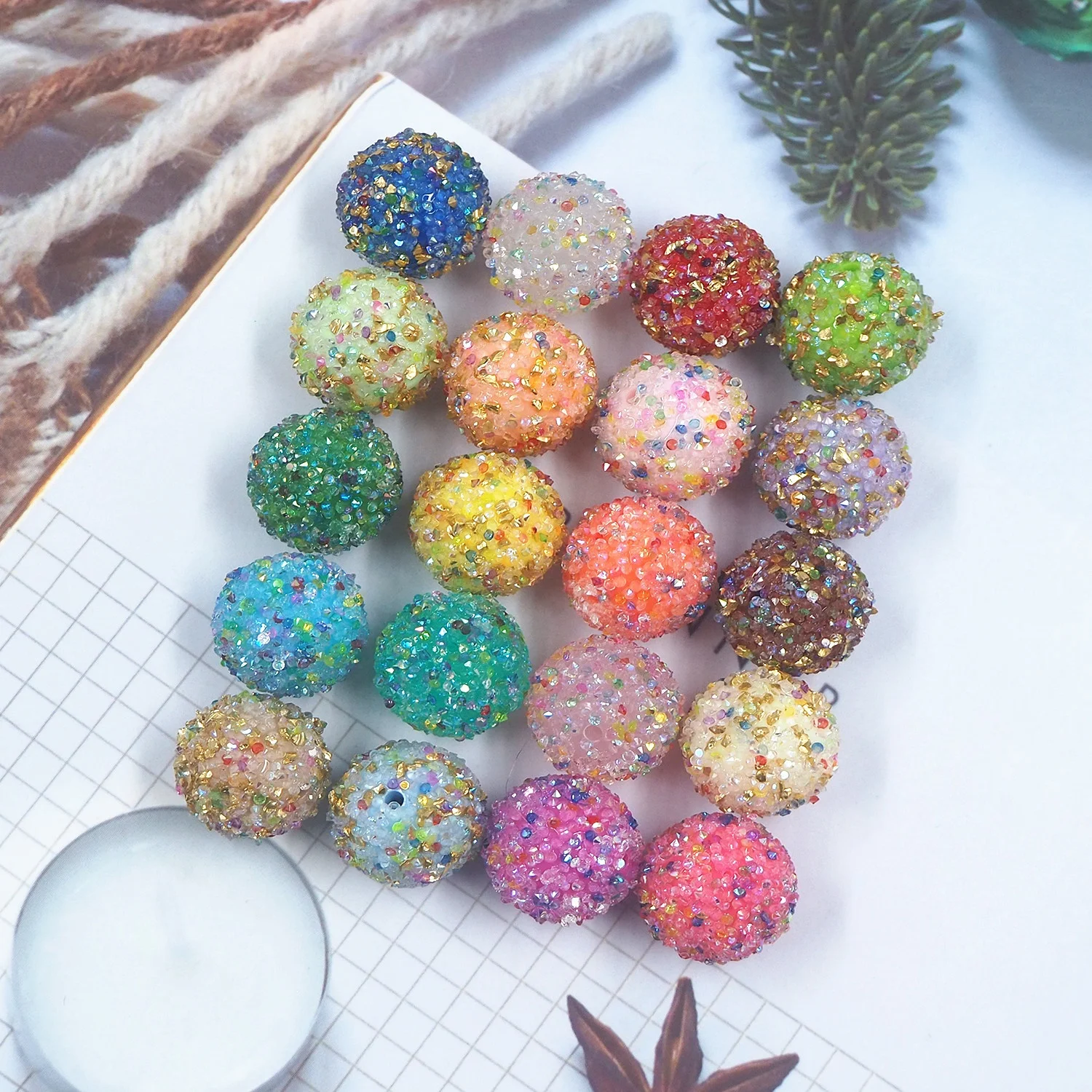 Hot Sale Jewelry Making DIY Charms Bracelets Accessories Spacer Mermaid Round Shape 20mm Acrylic Beads Wholesale