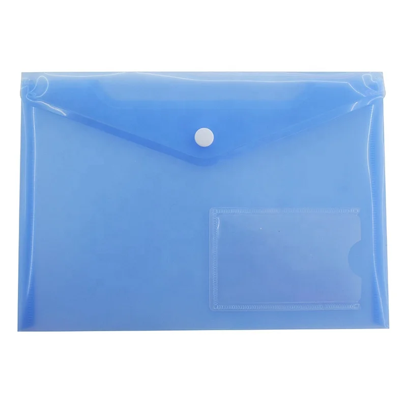 
A5 plastic pockets button snap file folder with name card 