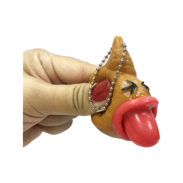 TPR Tongue Out Poop Toy Creative Key-chain Prank Poop Toy Key-chain Extrusion Tongue Tricky Toys