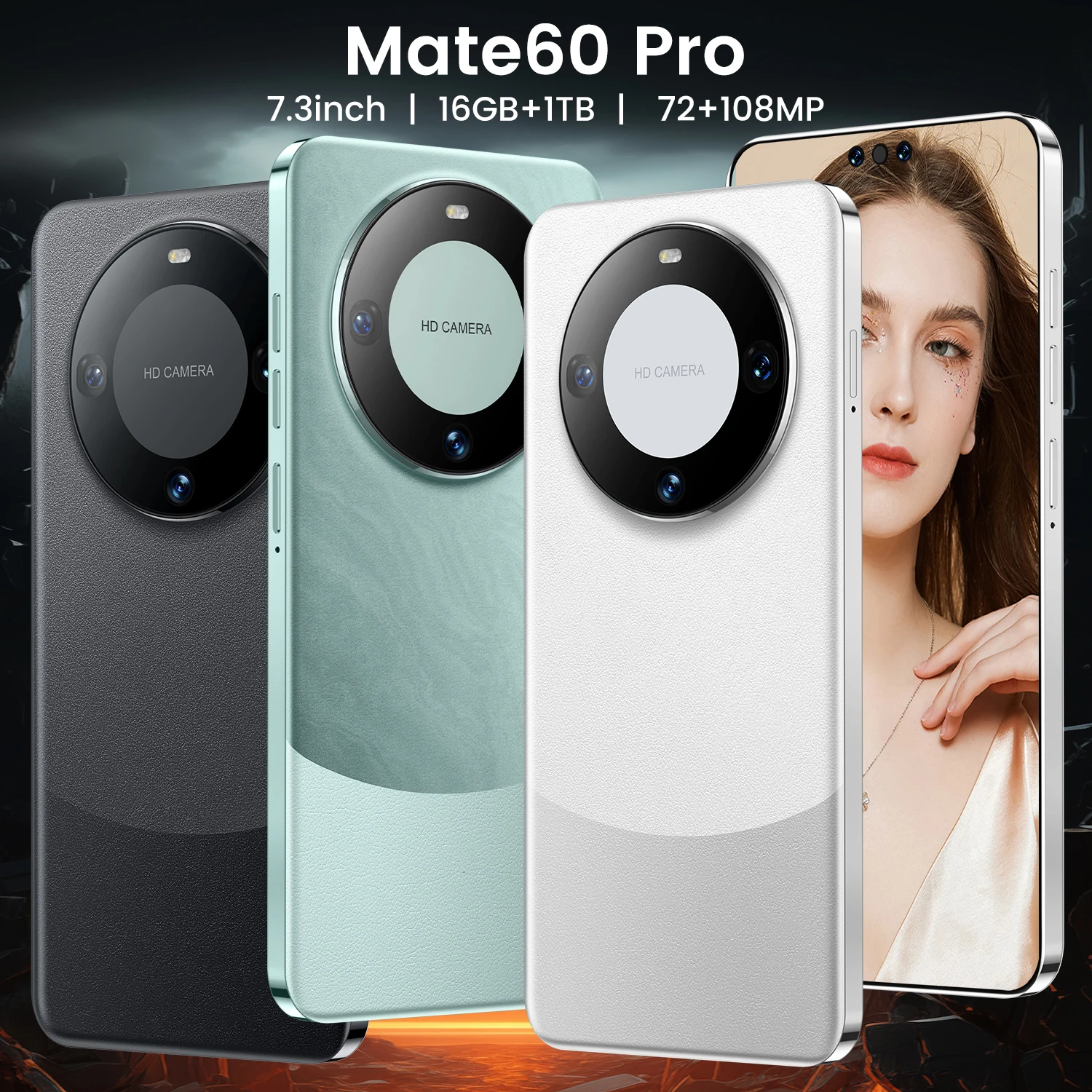Hot Selling Mate 60 Pro qwerty keyboard phone dual sim card phone 7.3 inch smartphone