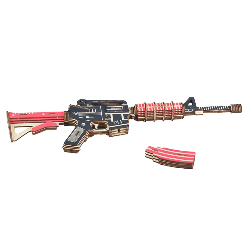 The best selling pistol simulation model 3D puzzle game wooden puzzle boy gift.